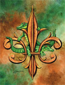 Alligator Fleur-de-lis note cards